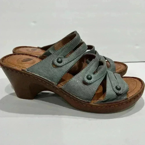 Nurture by Lamaze Blue wedge Slide on Leather Sandals - Picture 6 of 7
